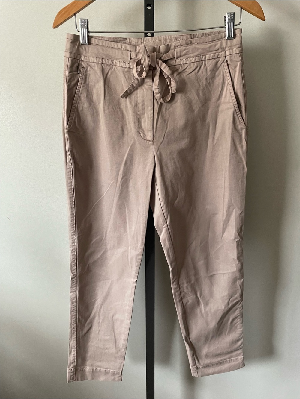 NEW Babaton The Group Drawstring Pant Tapered Cotton Tan Size 8